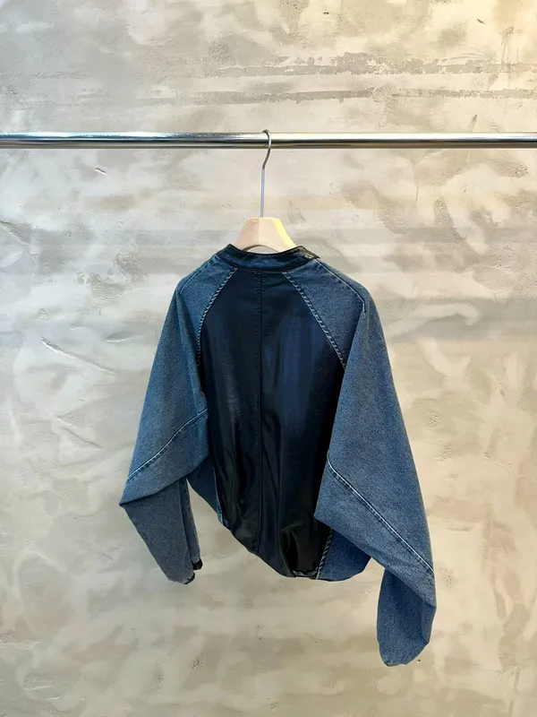 Stylish Women's Jacket with Denim Patchwork Design, Comfortable and Versatile