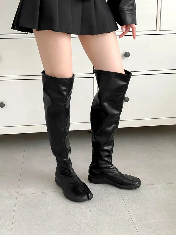 Fashionable Black Knee-High Boots, Comfortable and Versatile Sizes 35-40