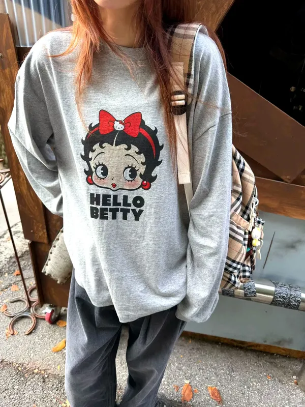 Cute Cartoon Pattern Loose T-Shirt for a Comfortable Casual Look