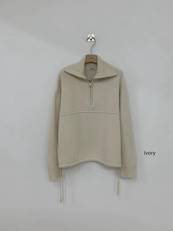Stylish Minimalist Zipper High Neck Sweater