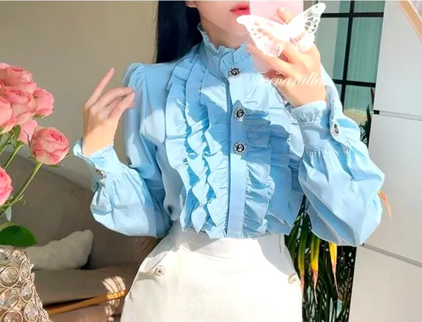 Elegant Lace-Trimmed White Top, Showcasing Women's Charm