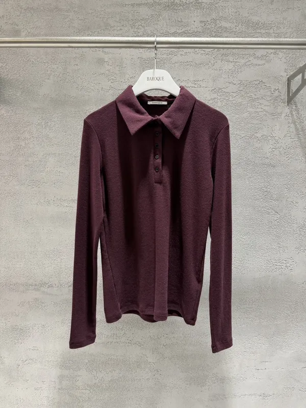 Elegant Purple Long Sleeve Polo Shirt for Casual Fashion