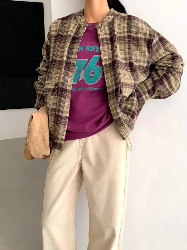 Stylish Plaid Women's Jacket, Comfortable and Versatile Outerwear