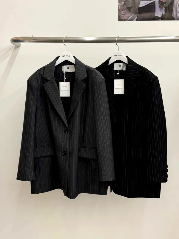 Stylish Striped Women's Jacket, Showcasing Elegance and Charm