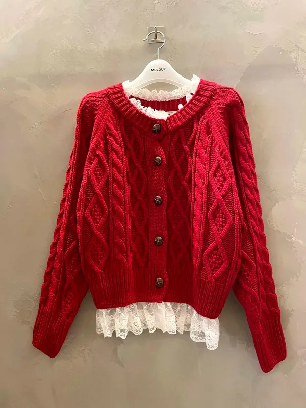 Stylish Red Sweater with Elegant Knit Design