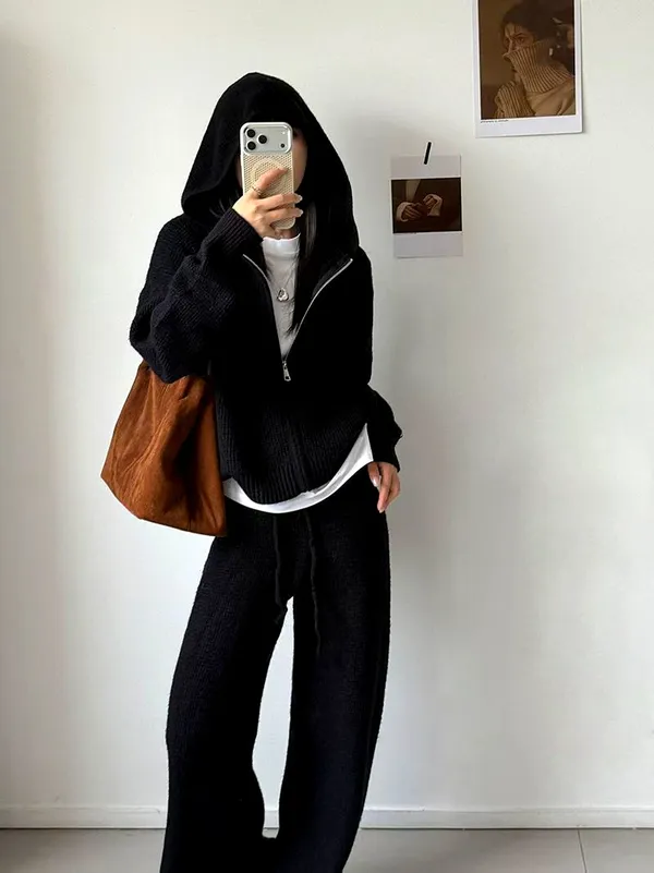 Fashionable Casual Women's Outfit Set - Comfortable Knit Fabric, Versatile Style