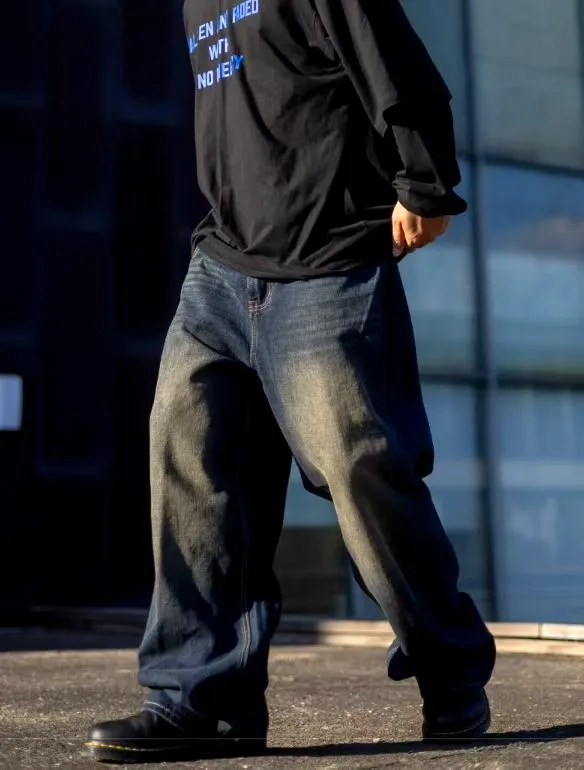 Casual Loose Fit Men's Denim Jeans, Fashionable and Versatile