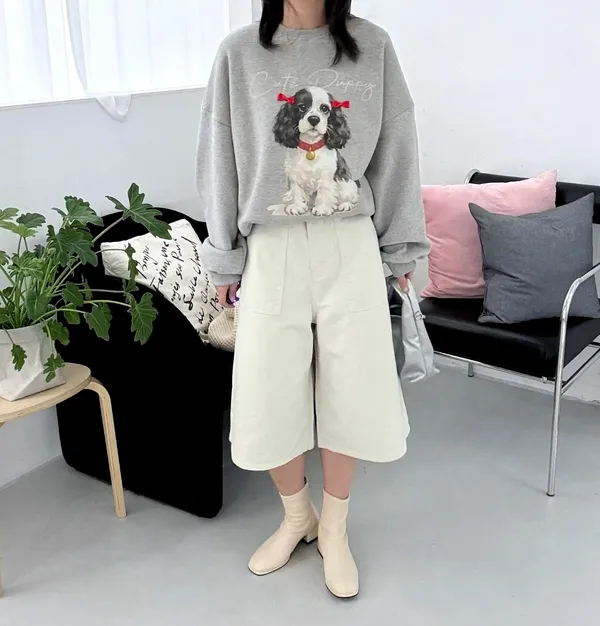 เสื้อยืดหลวมลายสุนัขน่ารัก - สบายและเข้ากันได้ทุกชุด