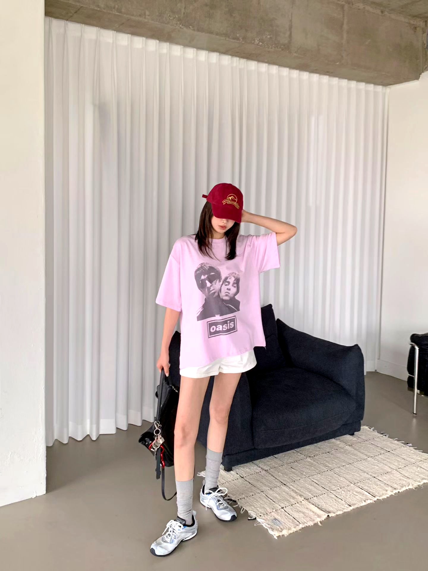 패셔너블한 프린트 루즈 티셔츠, 캐주얼 스타일을 쉽게 매치