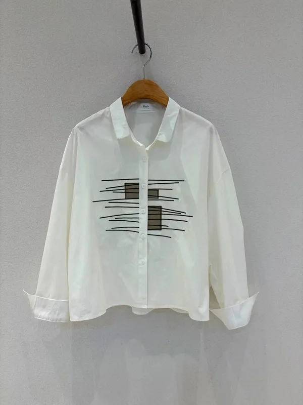 Minimalist Embroidered Long Sleeve Shirt