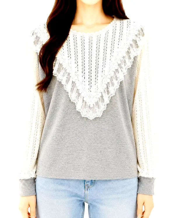 Elegant Lace Panel Women's Top - Comfortable and Stylish