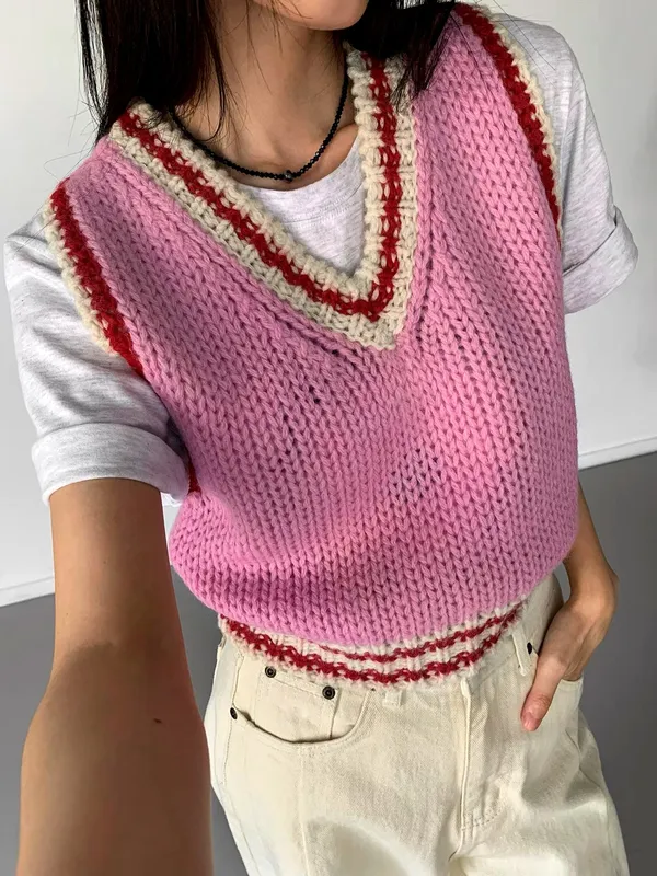 เสื้อกล้ามถักแฟชั่น สวมใส่สบายและเข้ากันได้ดีในฤดูใบไม้ผลิและฤดูร้อน