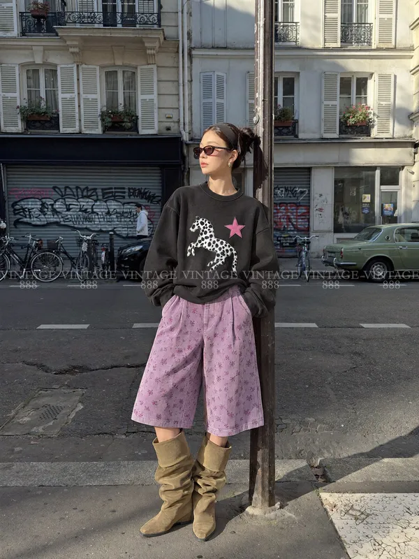 Vintage Style Printed Shorts, Fashionable and Versatile