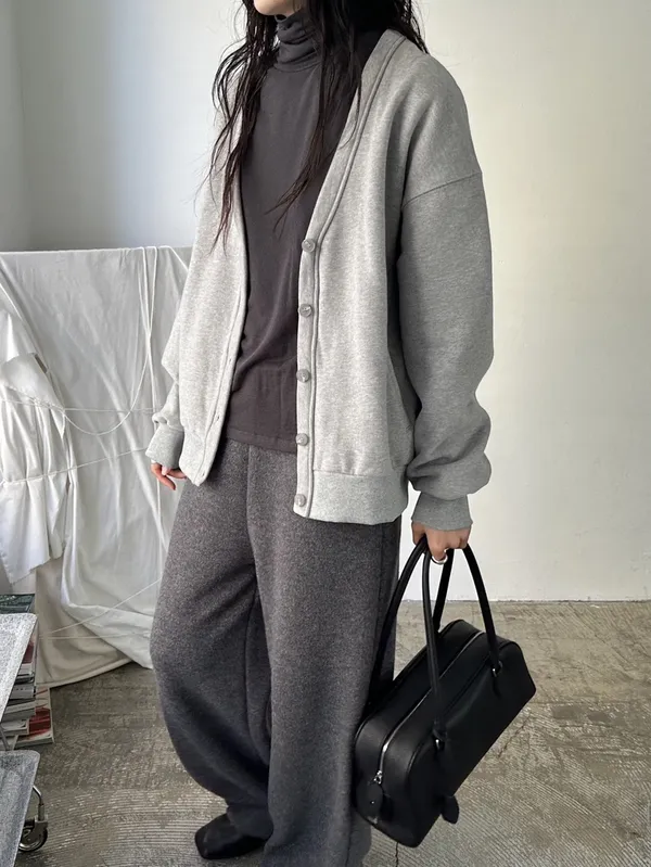 Stylish Casual Gray Cardigan Jacket, Comfortable and Versatile