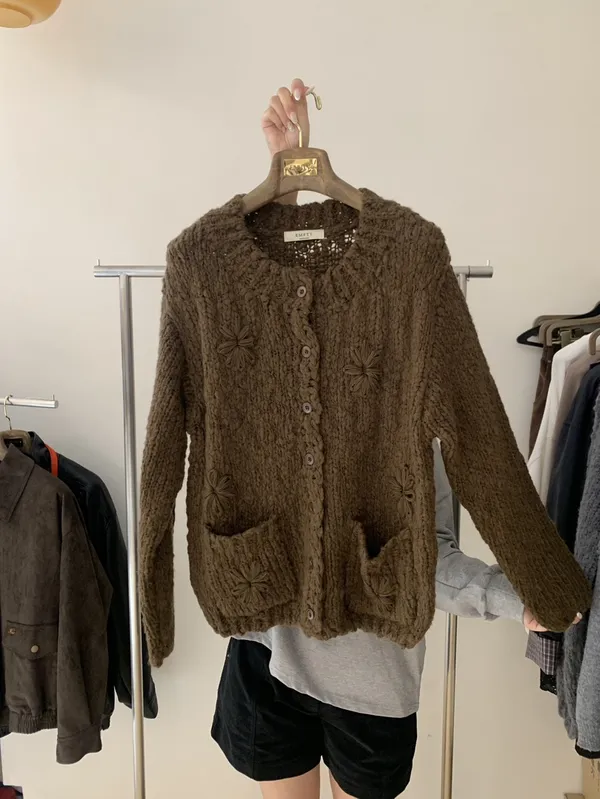 Handcrafted Knitted Sweater Jacket, Warm and Comfortable