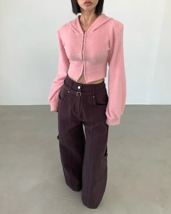 Sweet Pink Zipper Cardigan - Comfortable and Stylish