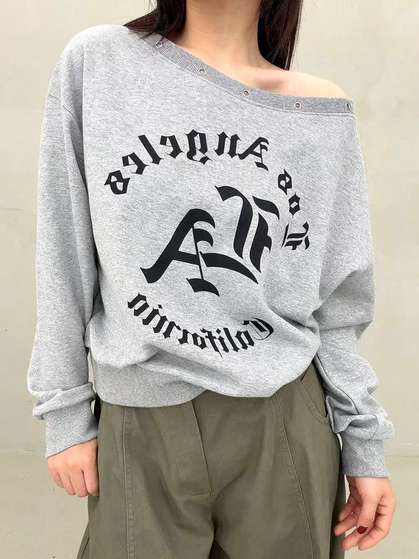 Trendy Loose-Fit Sweatshirt with Letter Print