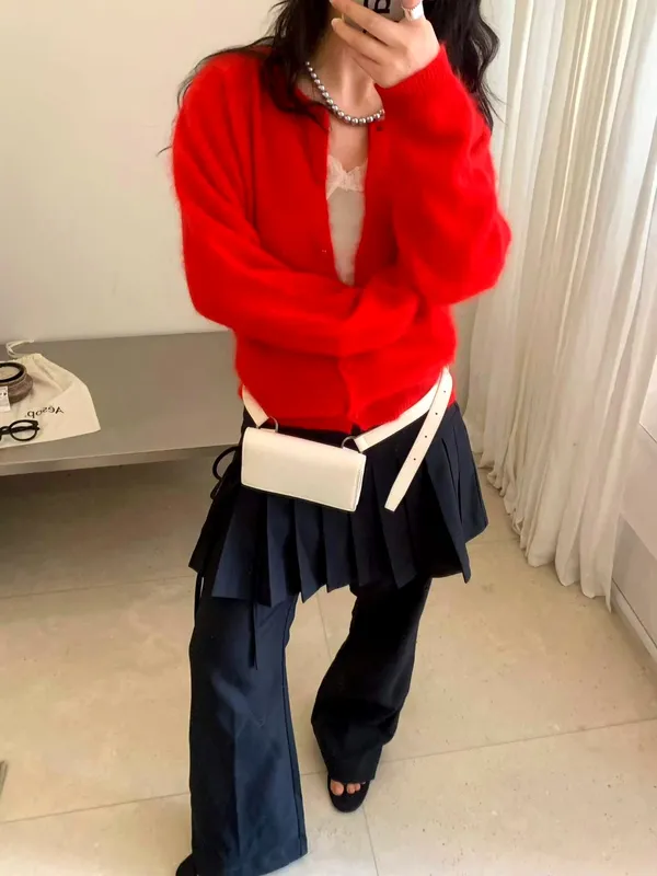 Fashionable Red Cardigan for Women, Soft and Comfortable, Perfect Match