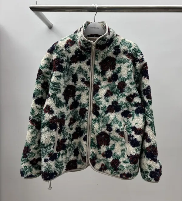 Stylish Floral Pattern Plush Coat