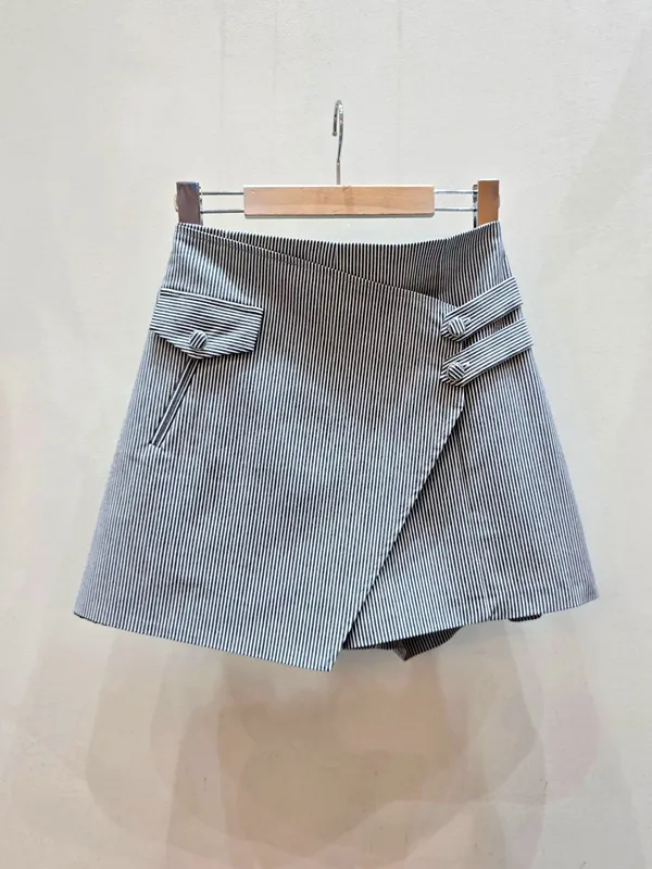 Fashionable Striped Mini Skirt, Showcasing Elegant Charm