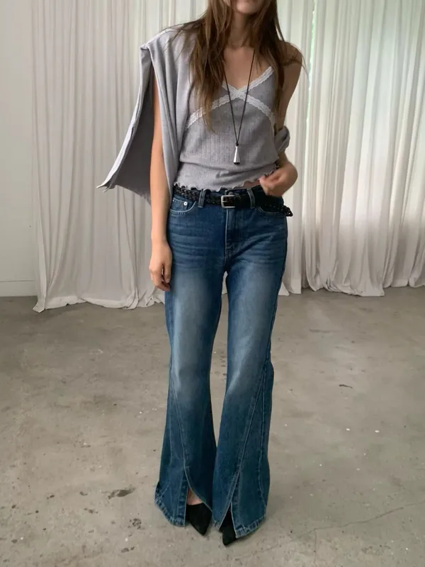 Stylish High-Waisted Jeans - Slim Fit for a Longer Leg Look, Versatile Piece