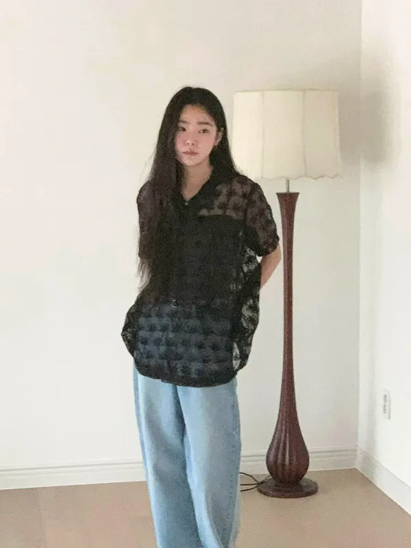 Lightweight Sheer Lace Shirt - Elegant and Fashionable