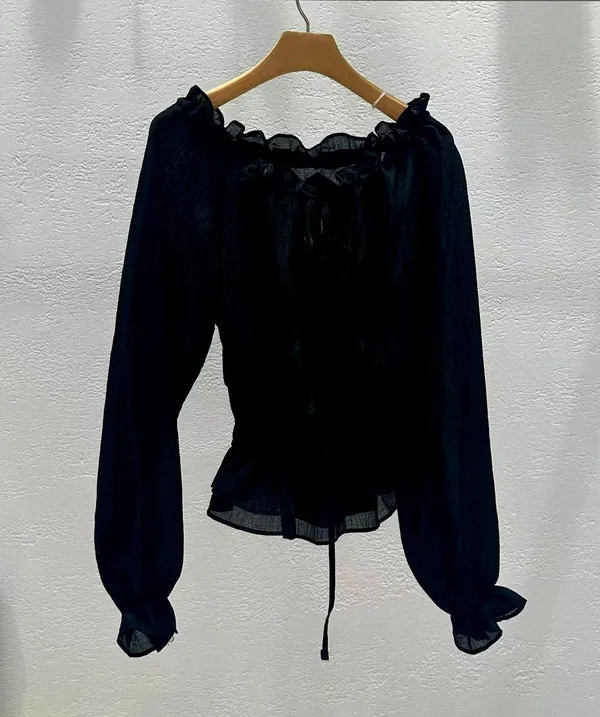 Elegant Black Women's Top, Lightweight and Breathable, Perfect Match