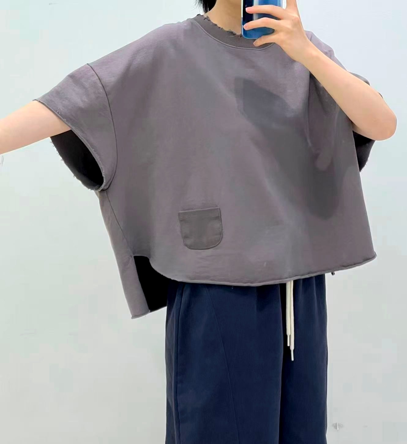 루즈 캐주얼 여성 상의, 편안한 면 반팔