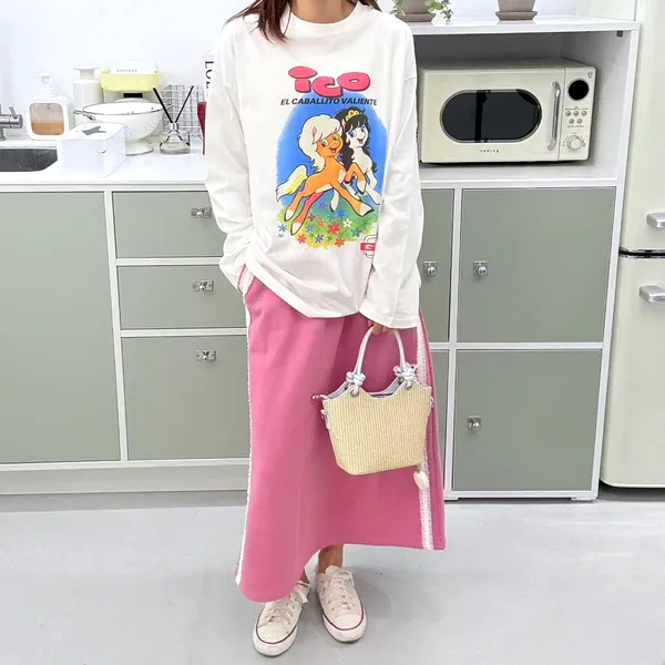 Cute Cartoon Printed Long Sleeve T-Shirt, Comfortable Casual Style
