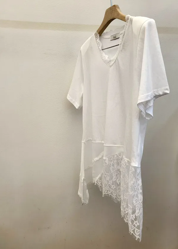 Elegant Lace Trim White Women's Top, Fresh and Comfortable