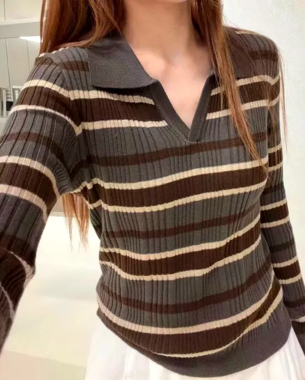 時尚條紋女裝上衣，舒適百搭