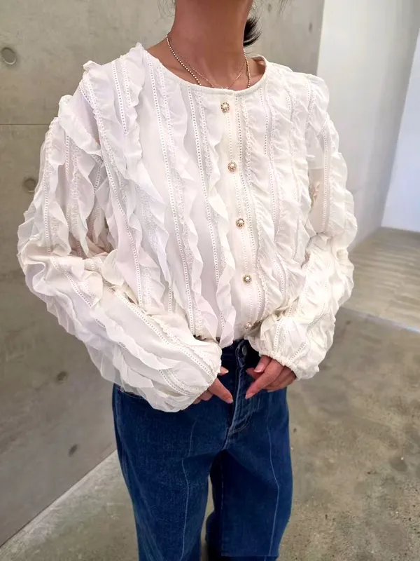 Elegant Lace Trim Shirt, Lightweight and Breathable, Perfect with Jeans