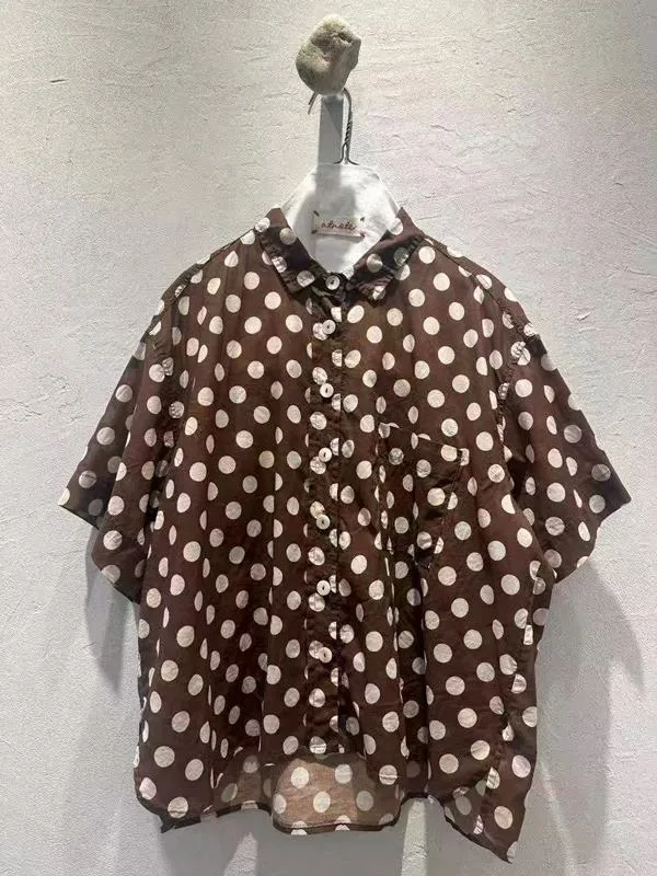 Vintage Polka Dot Short Sleeve Shirt - A Fashionable Casual Essential