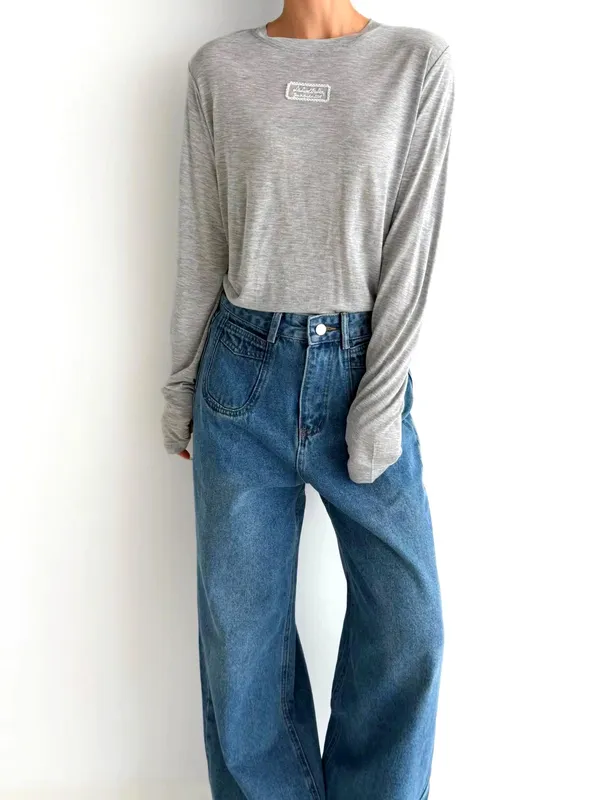 Stylish Casual Long Sleeve T-Shirt, Comfortable and Breathable, Perfect with Jeans
