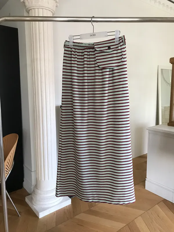 Striped High-Waisted Maxi Skirt, Comfortable and Versatile