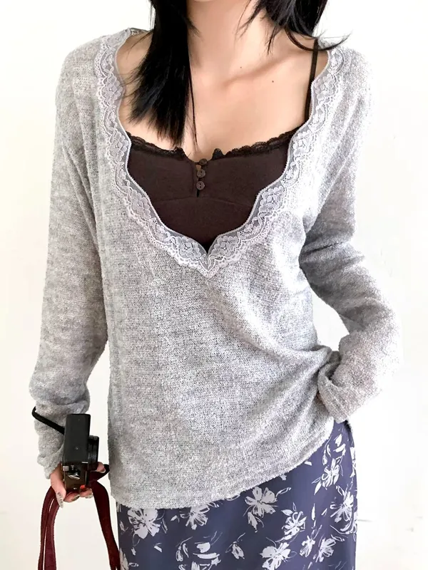 Elegant Lace Trim Women's Top, Comfortable and Breathable