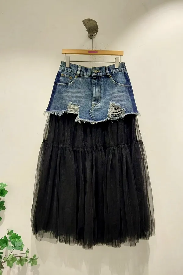 Trendy Patchwork Denim Skirt - Showcase Your Unique Charm