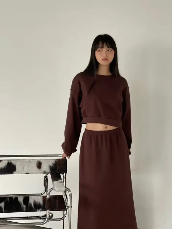 Stylish Minimalist Brown Set, Comfortable Casual Style