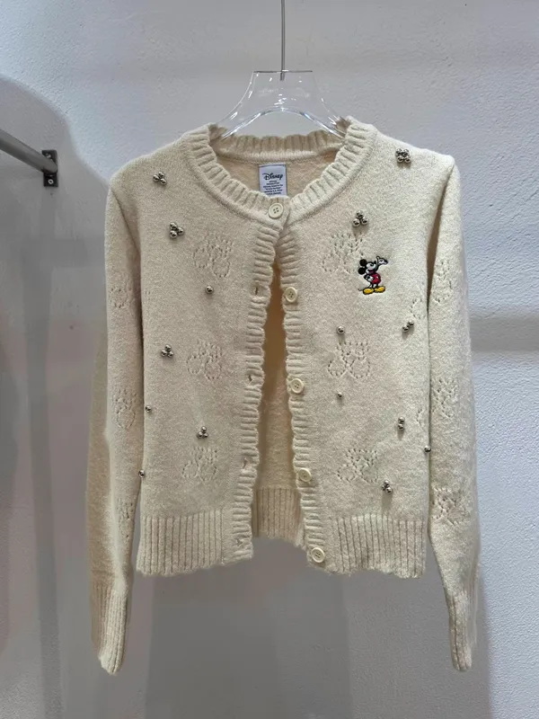 可愛米奇刺繡開衫，溫暖舒適，時尚百搭