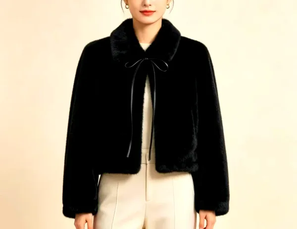 Chic Black Plush Coat, A Must-Have for Elegant Style