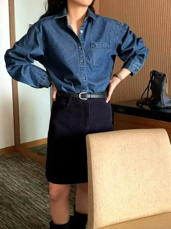 Classic Denim Shirt for Women - Fashionable and Versatile