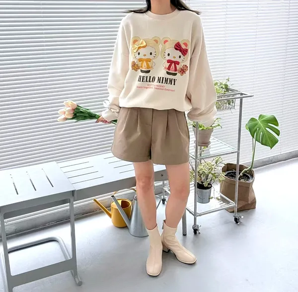 เสื้อยืดผู้หญิงลายการ์ตูนน่ารัก สไตล์สบายๆ