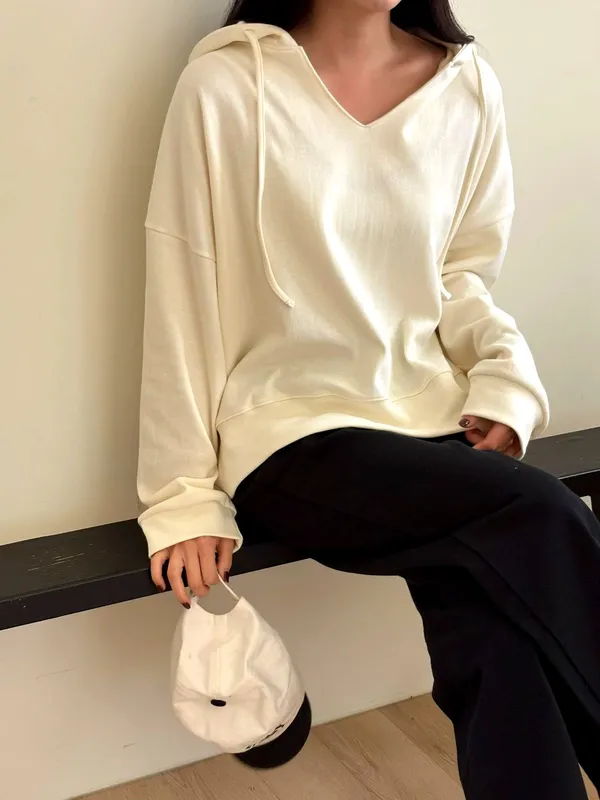 Loose Casual V-Neck Long Sleeve T-Shirt, Comfortable and Versatile