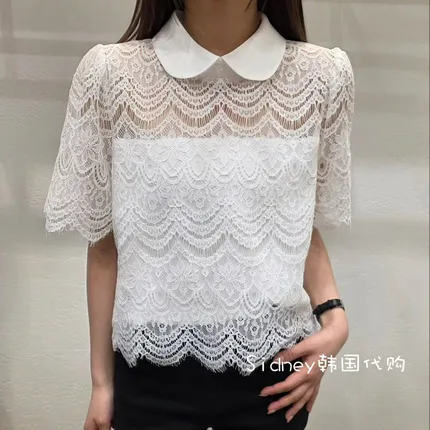 Elegant Lace Short Sleeve Shirt - Fresh and Breathable for Summer Styling