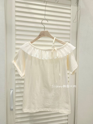 Elegant Lace Collar Short Sleeve T-Shirt, Fresh and Versatile