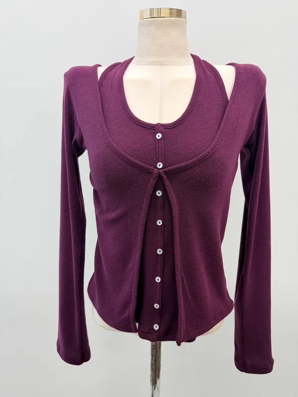 Stylish Purple Cardigan Top - Comfortable and Breathable, Perfect for Pairing