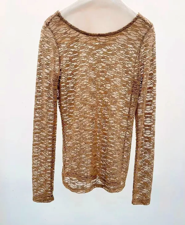 Sheer Lace Long Sleeve Top - Elegant and Stylish