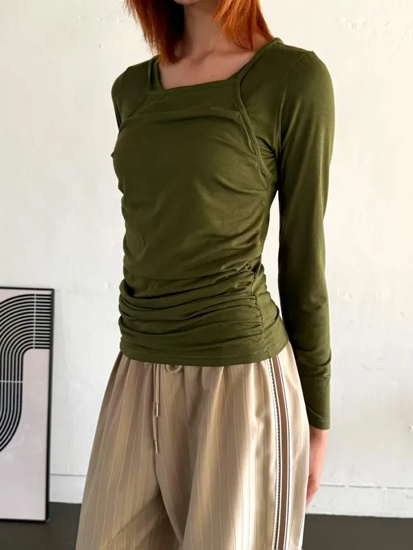 Stylish Slim Fit Long Sleeve Top, Comfortable and Versatile