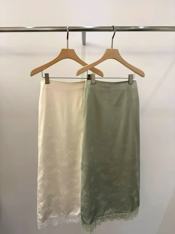 Elegant Silky Midi Skirt, Fresh and Graceful Style