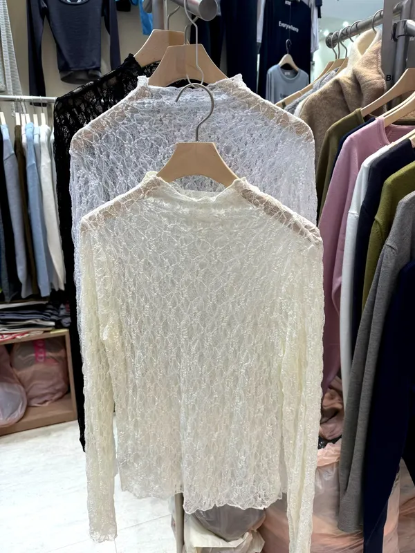 Sheer Lace Long Sleeve T-Shirt - Elegant and Fashionable, Perfect Match